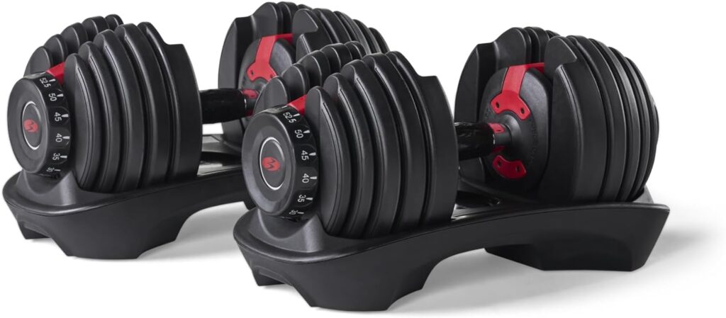 The Bowflex SelectTech 552 Adjustable Dumbbells are a long term favorite dumbbell of many people, as they can be adjusted as your strength grows