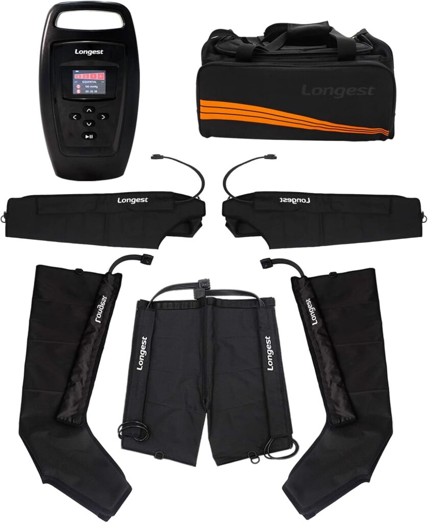LONGEST Lymphedema Pump - 2 Legs, 2 Arms & 1 Hip Air Compression Recovery Boots